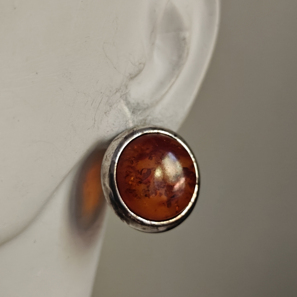 Vintage Baltic Amber and Sterling Silver Earrings - Picture 5 of 12